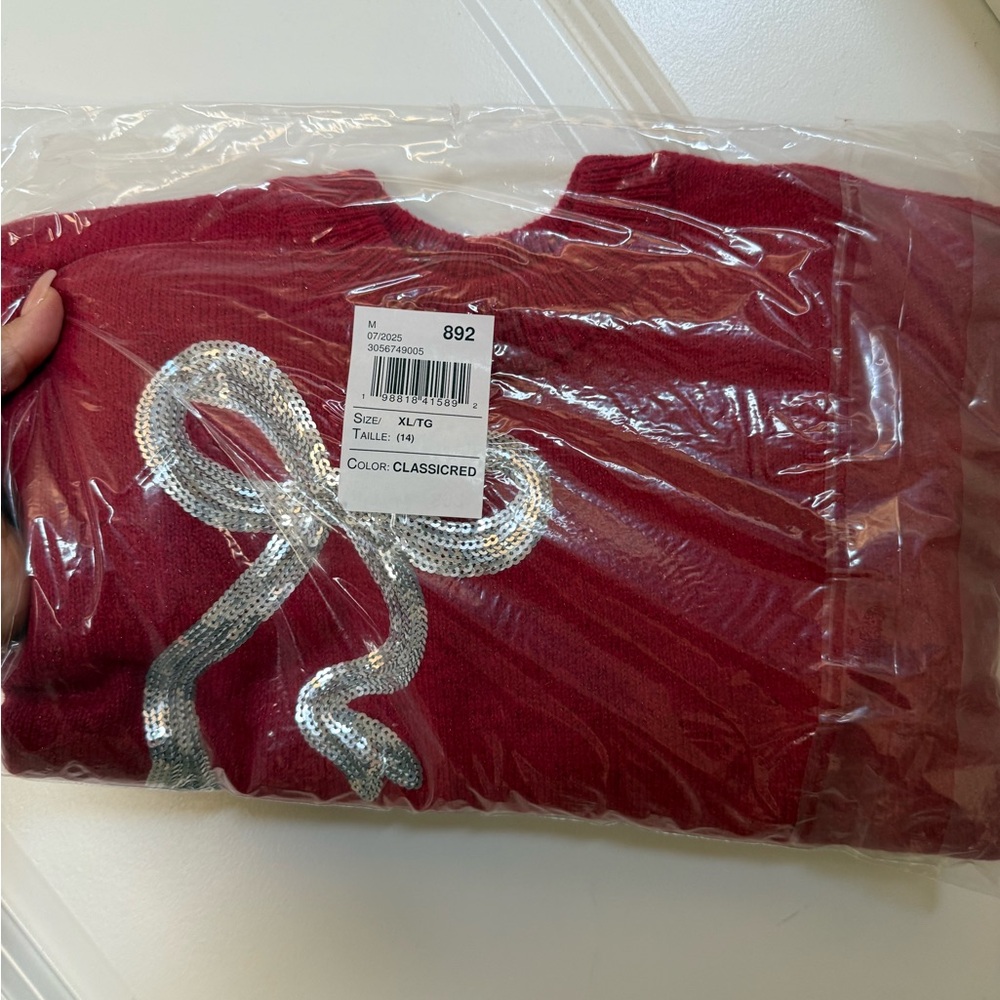 The Children's Place Red Sweater with Silver Bow